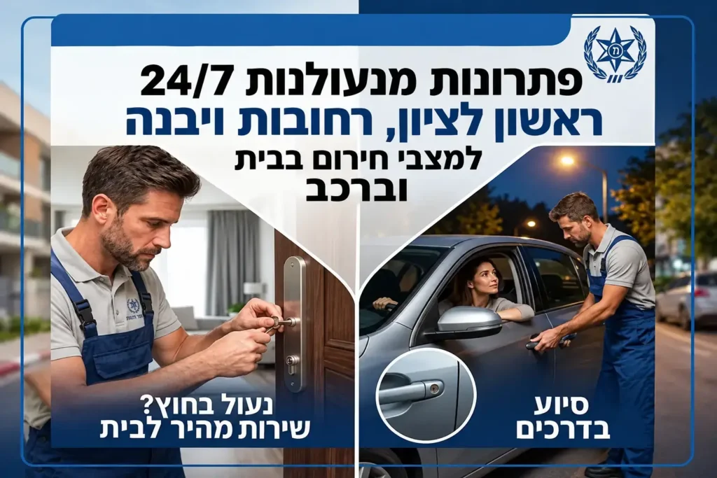 שירותי מנעולנות 24/7 בראשון לציון, רחובות ויבנה למצבי חירום בבית וברכב